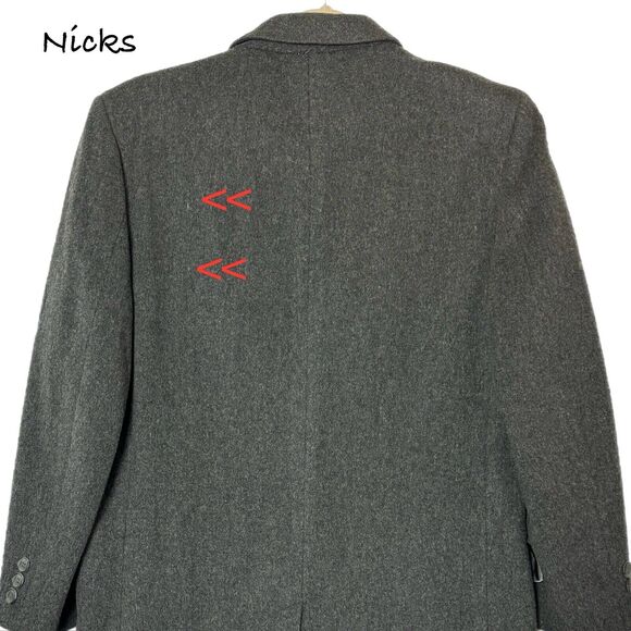 Vintage Italian Wool Double-Breasted Overcoat Gray 42L Long READ Grunge Academia - Picture 7 of 16